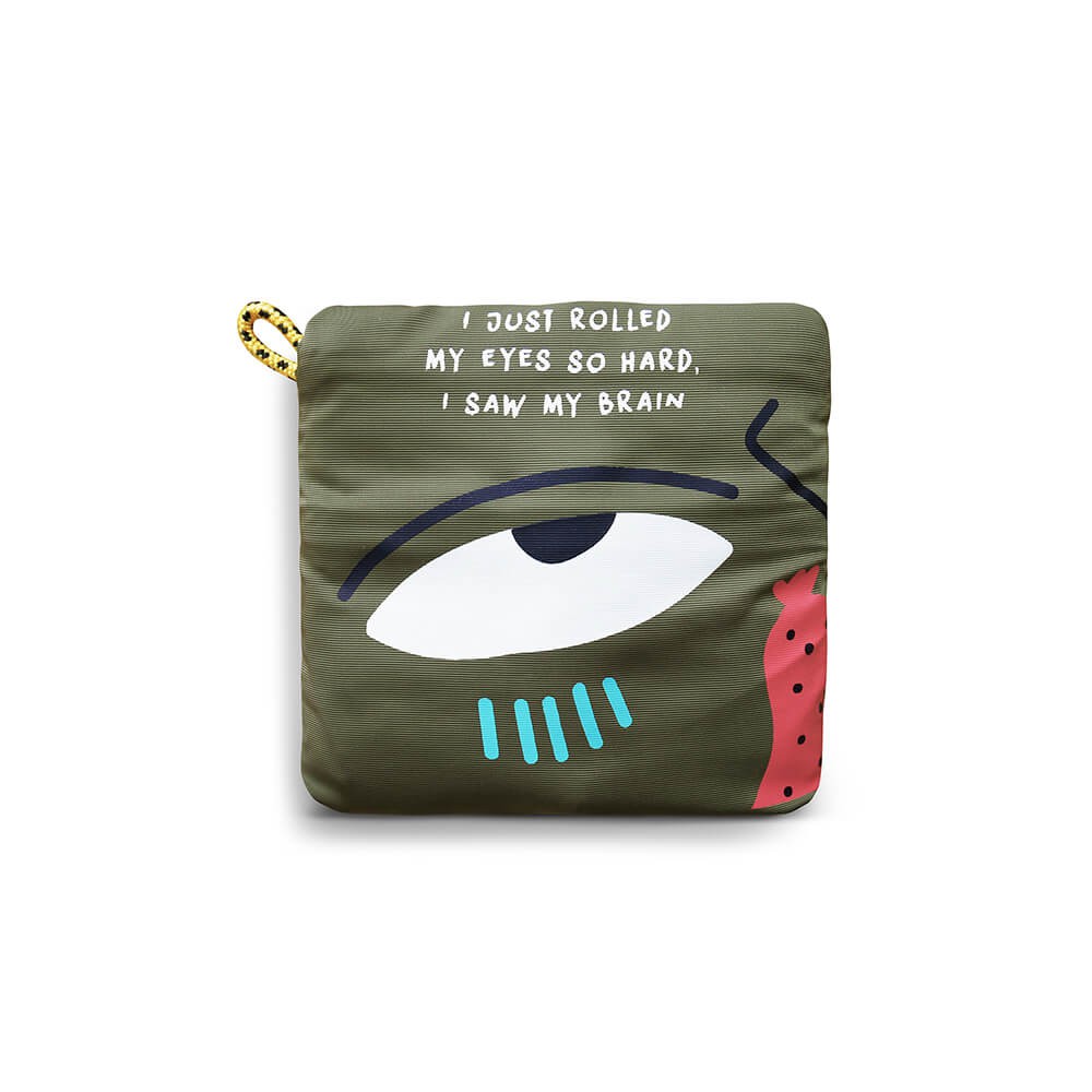 I saw my brain packable tote กระเป๋าผ้าสีเขียวพับเก็บได้ ราคา ถูกที่สุด ดีลบีเคเค แกลเลอรีภาพที่ 2