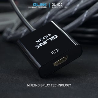 GLINK GL020 สายแปลง Display Port (M) / HDMI (F) มีช่องต่อเสียง Adapter With 3.5mm Audio port
