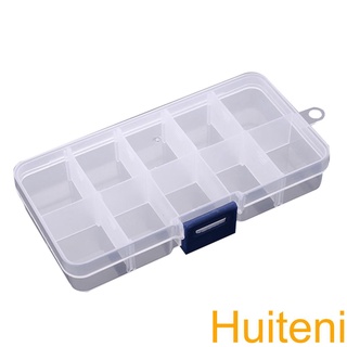 10 Grids Transparent Storage Box Tools Empty Case Plastic Jewelry Container Parts Organizer【Huiteni】