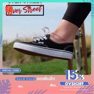 รองเท้าผ้าใบผู้หญิง สีดำ OVERSTREET ทรงVANS ง่ายๆทุกโอกาส กระชับเท้าและมั่นใจ