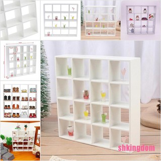 [SHKIb] 1Pc 1: 12 Dollhouse Miniature Wood Storage Rack 16 Grid Shelves Doll House Decor DOM