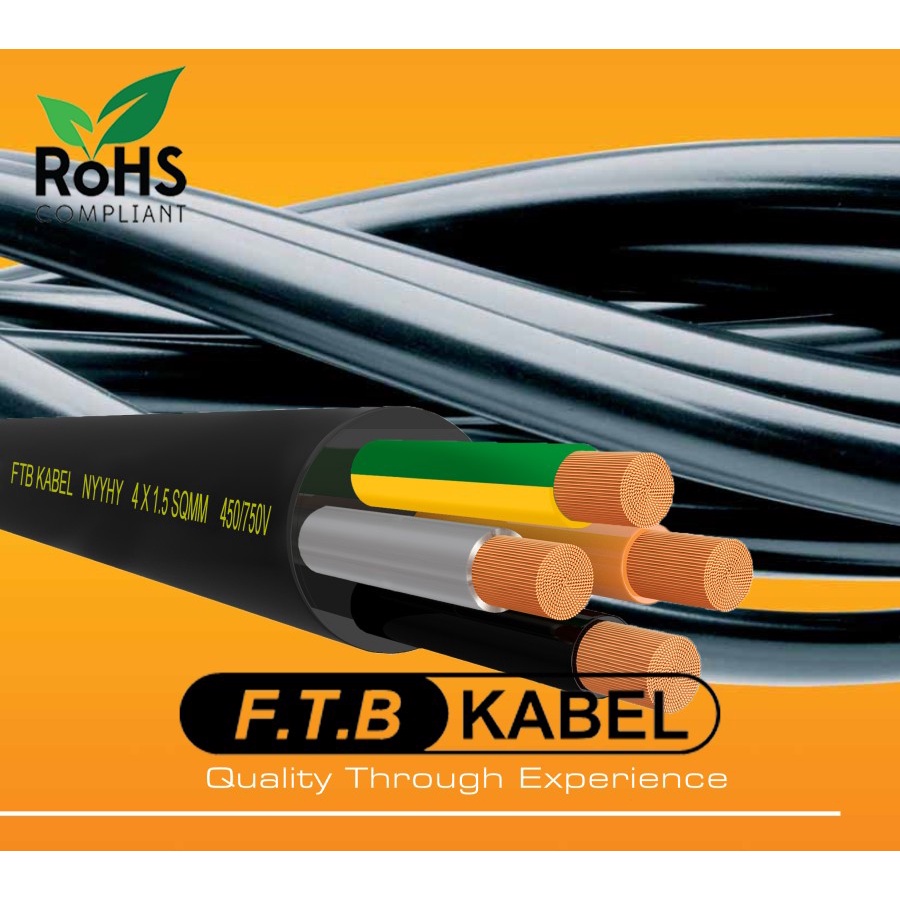 SNI FTB NYYHY CABLE / ZR-RV 4x1.5 Sqmm 450/750V Meter ( NYYHY 4x1.5mm 2 RVV 4x1.5mm 2 NYYHY 4x1.5 )