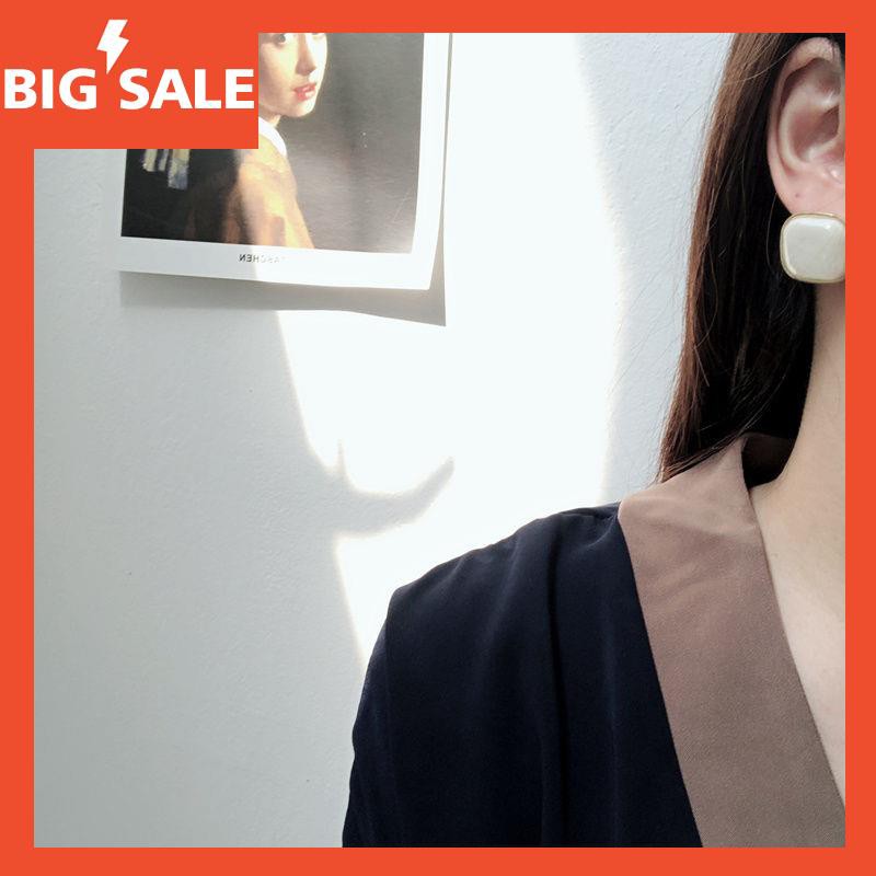 แฟชั่น S925 เงินสเตอร์ลิงเกาหลีอารมณ์เรียบง่ายอะซิเตทสแควร์เรซิ่นต่างหู ...