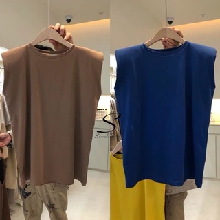 พร้อมส่ง!! เสื้อยืดแขนกุด เสื้อแขนตัด สีพื้น EARTH TONE มินิมอลสไตล์เกาหลี ชาย/หญิงใส่ได้ เสื้อใส่อยู่บ้านใส่เที่ยว B3