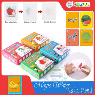 Magic Water Flash Cards Reusable / Magic Water Doodle Card / Mainan Edukasi Kartu Flashcard Menggambar Coloring Anak Toys Kids