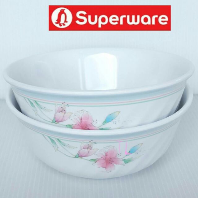 ชามโคม 8นิ้ว 2ชิ้น ลายลิลลี่ บลอซซั่ม ซุุปเปอร์แวร์เกรดA เมลามีน100% ตรานกเพนกวิน superware