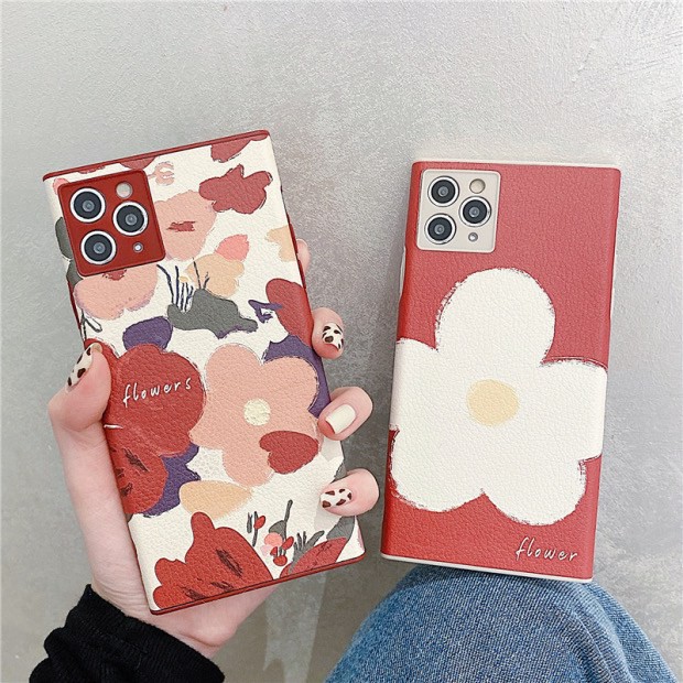 เคสไอโฟน เคสซิลิโคน 11 promax iPhone case for iPhone X XS MAX XR 7+ 8PLUS เหลี่ยมดอกแดงเดี่ยว TPU-R1479 เหลี่ยมดอกแดงลา