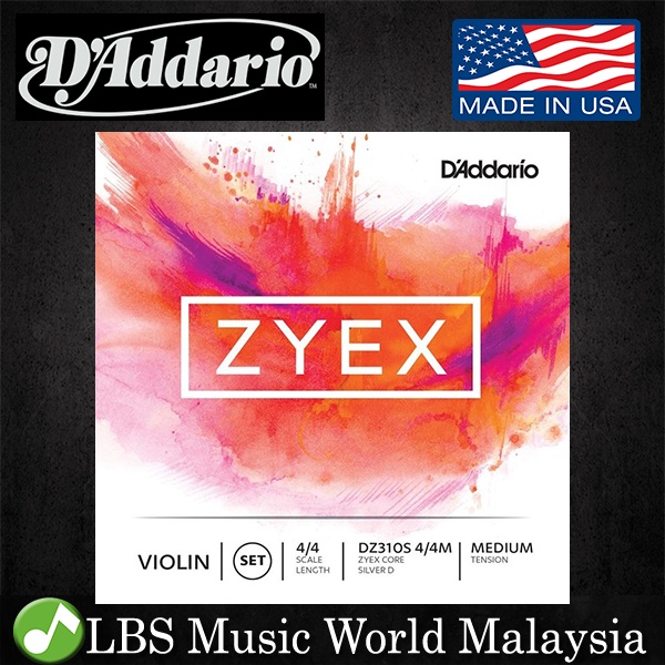 D'ADDARIO Daddario DZ310S 4/4M Zyex ชุดสายไวโอลิน ความตึงเครียดปานกลาง 4/4 Scale String Daddario (DZ