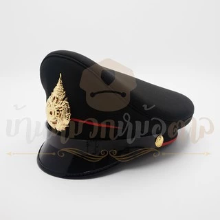 หมวกหม้อตาลทหารบกชั้นประทวนนายสิบ สีขี้ม้า ผู้ชาย หน้าหมวกโลหะ สายรัดคางสีดำ