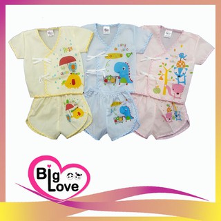 เสื้อผ้าเด็ก BigLove ชุดเสื้อป้าย+กางเกงขาสั้น สีพื้นพิมพ์ลาย