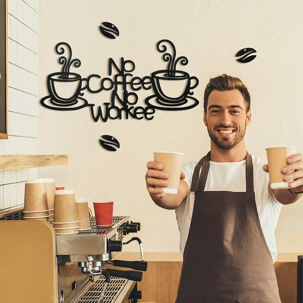 ป้ายบาร์กาแฟชนบทตกแต่งผนังโลหะงานฝีมือเหล็กดัดป้ายกาแฟสําหรับบ้าน - รูปที่ 6