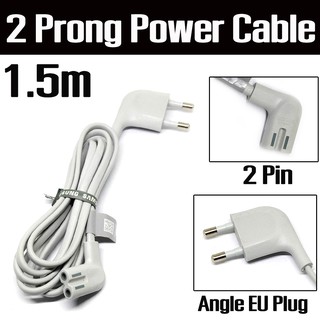 สายไฟแบบ 2พิน สีเทา ยาว 1.5m แบบดี  2 Prong 90 Degree Angle AC Power Cord สำหรับ Adapter NB เครื่องใช้ไฟฟ้าแบบ 2pin.