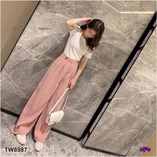 8987 Set เสื้อคอเหลี่ยม + กางเกงขายาว Set square neck top + pants