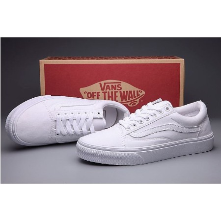 Casual Shoes Fashion Vans Shoes Men Woman Unisex Shoes Leisure Fesyen White
