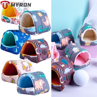 Myron บ้านหนูแฮมสเตอร์ กระต่าย กระรอก ที่อบอุ่น ที่นอนสัตว์ขนาดเล็ก เตียงนอน น่ารัก ฤดูหนาว ที่มีสีสัน กรงขนาดเล็ก สะดวกสบาย รังหนูตะเภา