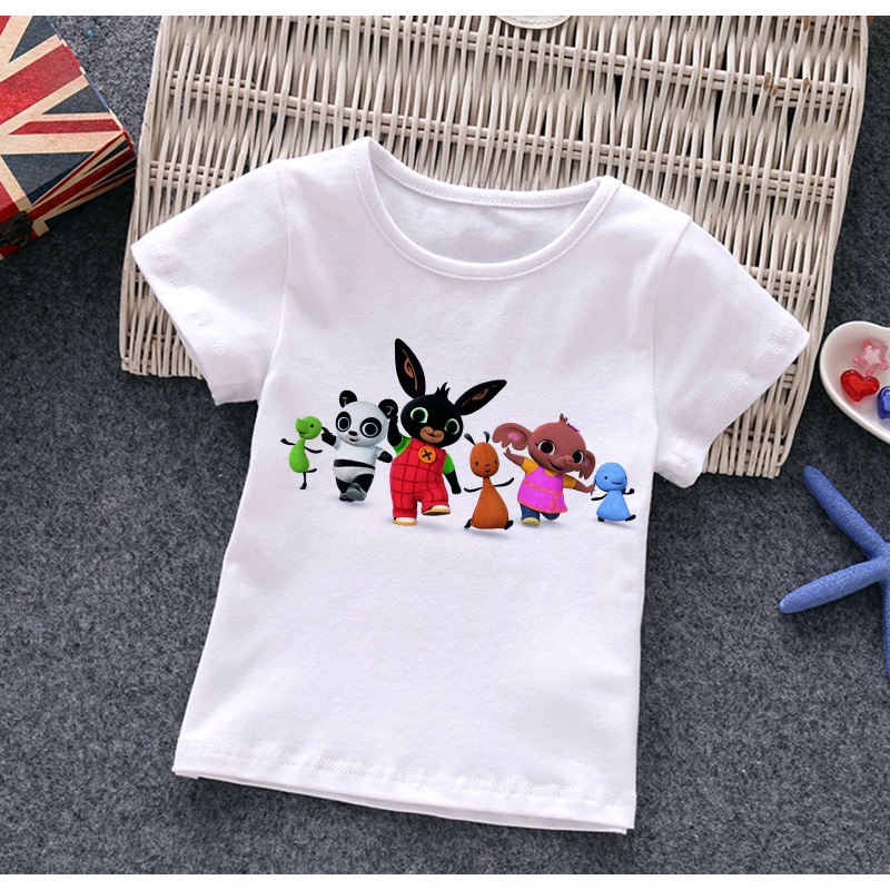 เสื้อยืด พิมพ์ลายกราฟฟิคกระต่ายน่ารัก สําหรับเด็กผู้หญิง และเด็กผู้ชาย 2022 - รูปที่ 2