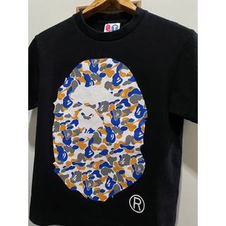 เสื้อยืดผ้าฝ้าย เสื้อยืดสตรีทของแท้มือสอง VINTAGE APEE (GIRLS) BY A BATHING APE BAPE CAMO BIG APE HEAD TEE Size S มือ2