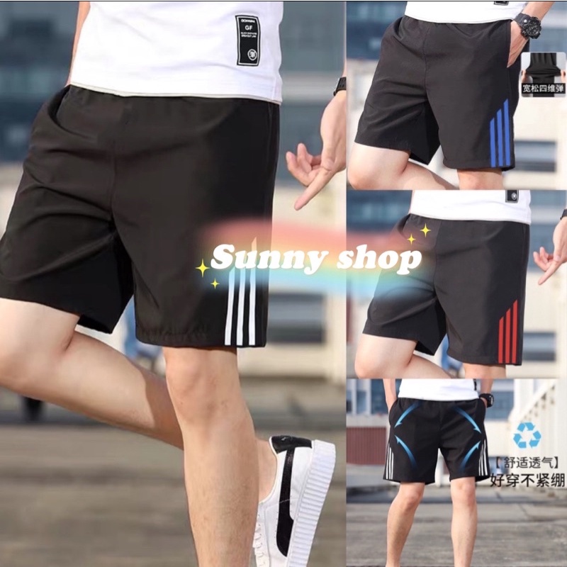 1502-（3สี）กางเกงขาสั้นของผู้ชาย เอวยางยืด ผ้าเย็น ใส่สบาย ใส่เล่นออกกำลังกายได้