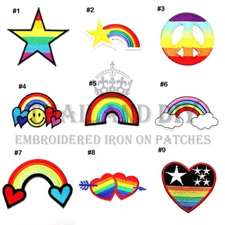 🌈 ตัวรีดติดเสื้อ งานปัก ลาย สีรุ้ง สายรุ้ง สัญลักษณ์ เกย์ เลสเบี้ยน LGBTQ Rainbow Patch ตัวรีด WOP DIY อาร์มติดเสื้อ