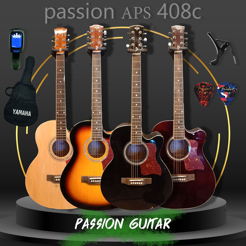 กีต้าร์โปร่ง Passion APS 408c กีต้าร์ขนาด 40นิ้ว  พร้อมของแถมมากมายในราคาถูกที่สุด ส่งฟรี ปรับคอเล่น