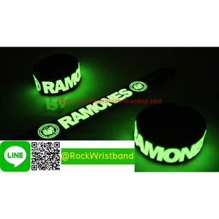 RAMONES ขายริสแบนด์เรืองแสง ราโมนส์ RMN39GA Wristband สายรัดข้อมือวงร็อค