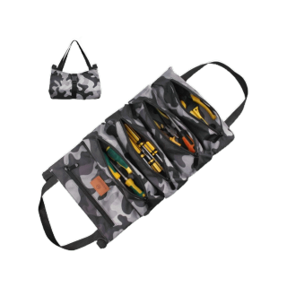 (WSX) กระเป๋าเก็บเครื่องมือช่างพกพา ม้วนพับได้ หิ้วได้ แขวนได้หรือเก็บอุปกรณ์ไว้ในรถได้ มีซิป 5 ช่อง สะดวกในการพกพา