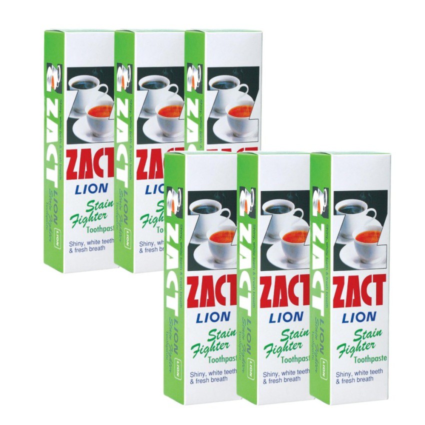 ZACT ยาสีฟัน ขจัดคราบ แซคท์ สูตรสำหรับผู้ดื่มกาแฟ และชา (สีเขียว) 160 g x 6กล่อง