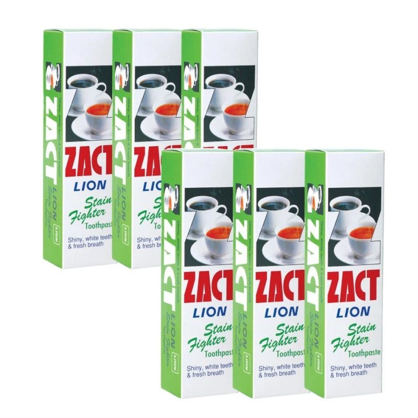 ZACT ยาสีฟัน ขจัดคราบ แซคท์ สูตรสำหรับผู้ดื่มกาแฟ และชา (สีเขียว) 160 g x 6กล่อง