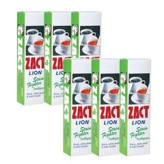 ZACT ยาสีฟัน ขจัดคราบ แซคท์ สูตรสำหรับผู้ดื่มกาแฟ และชา (สีเขียว) 160 g x 6กล่อง