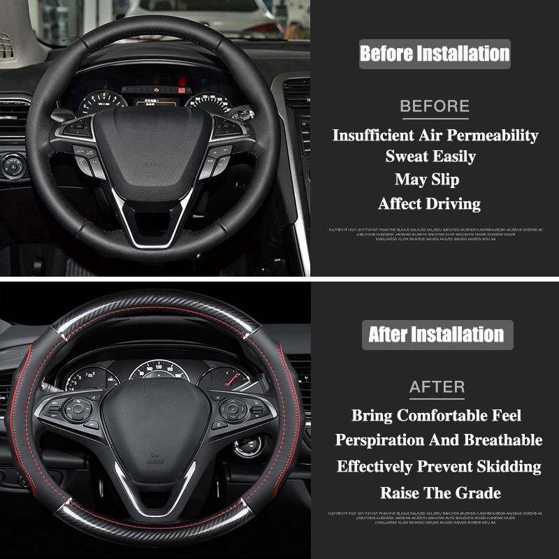 Ford Carbon Fibre หนังพวงมาลัยรถสําหรับ Ranger Fiesta Focus Everest EcoSport Escort Escape Explorer อุปกรณ์เสริม - รูปที่ 3