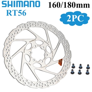 Shimano RT56 โรเตอร์ดิสก์เบรกหน้า หลัง 160 มม. 160 มม. SM-RT56 160 มม. 180 มม. สําหรับรถจักรยาน MTB 2 ชิ้น