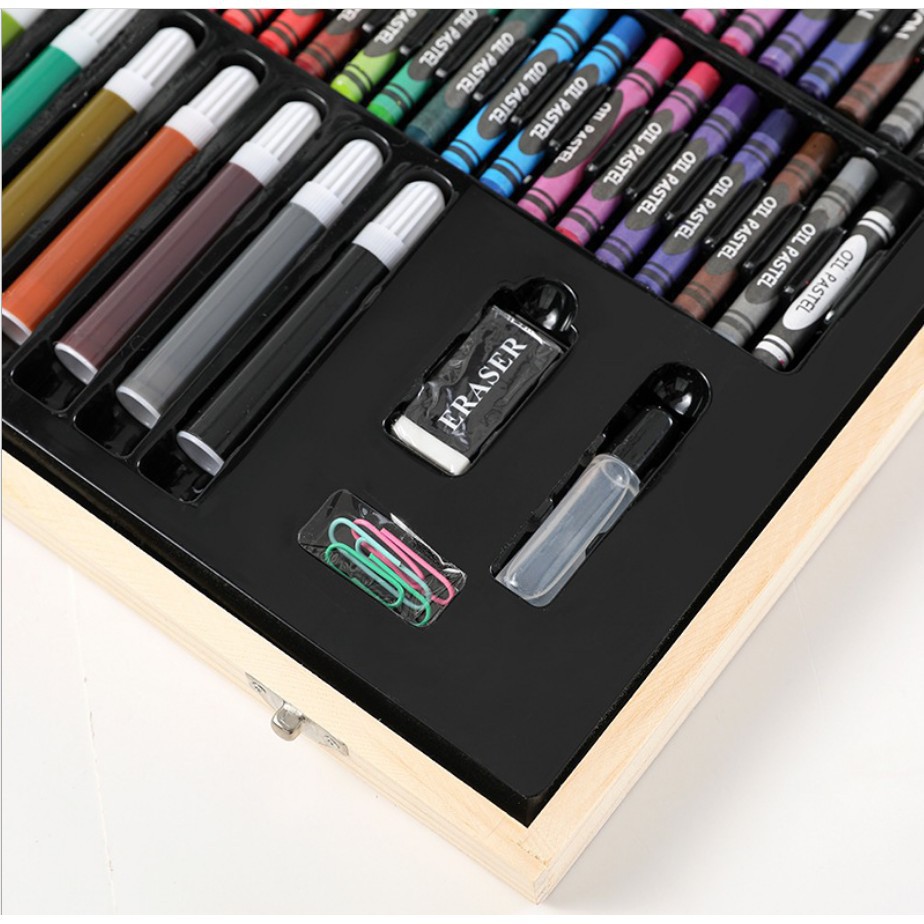 🔥เตรียมจัดส่ง🔥 (กล่องไม้)พาเลทชุดระบายสี เซ็ทใหญ่ 180ชิ้น ชุดกล่องสี รวมสีไม้ สีเทียน สีน้ำ ปากกา...