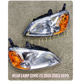 ไฟหน้า CIVIC ES 2001 2002 2003 DEPO มุมส้ม headlamp honda civic es 2001-2003 depo taiwan