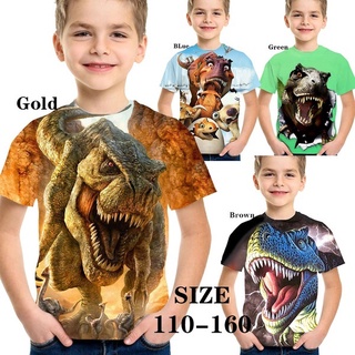 เสื้อยืด พิมพ์ลายไดโนเสาร์ Jurassic World Park 3D ไซซ์ 100-160 ซม. สําหรับเด็ก