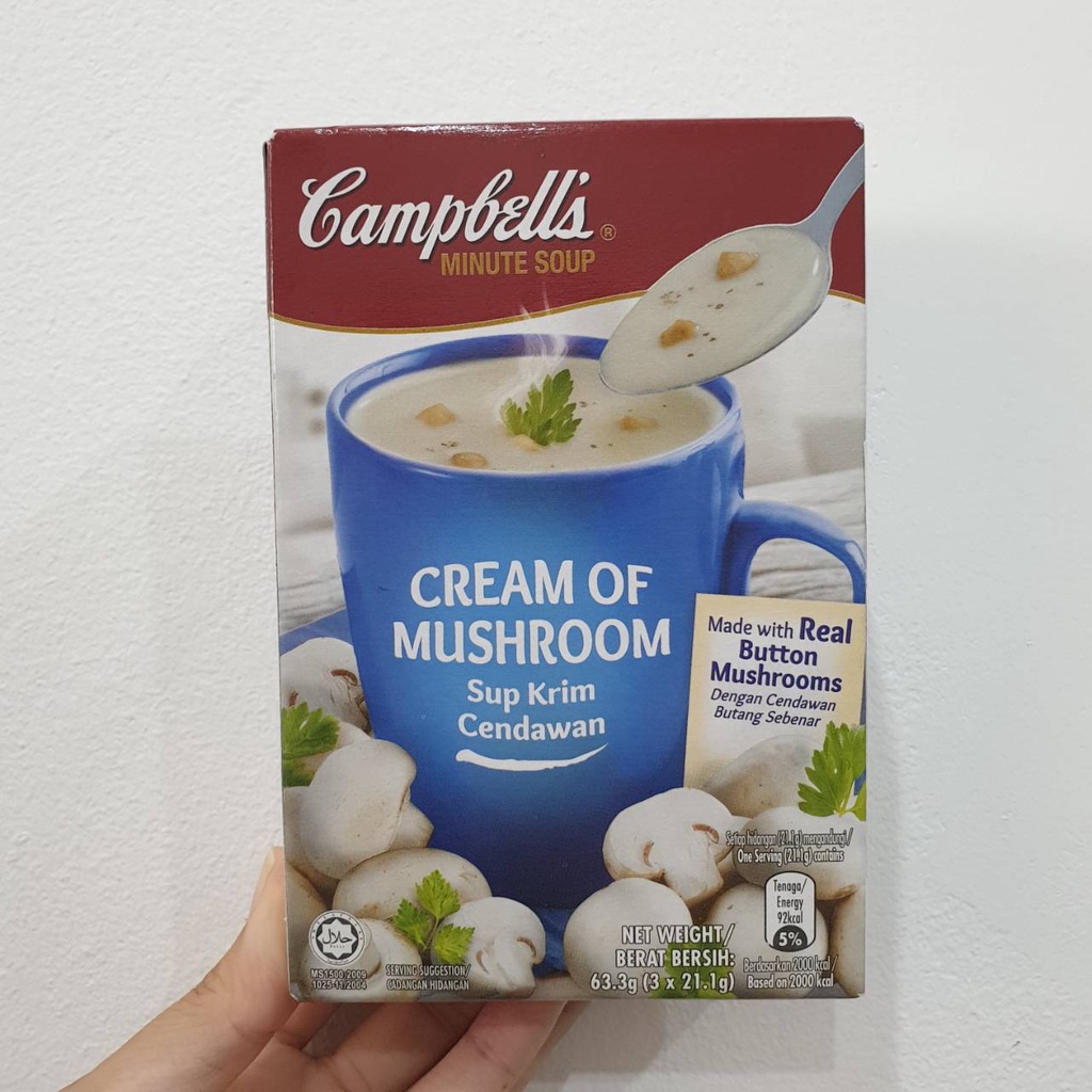 🔥*พร้อมส่ง*🔥 แคมเบลล์ ซุปครีมเห็ดกึ่งสำเร็จรูป 21.1กรัม x 3 ซอง Campbell's Instant Mushroom Cream So