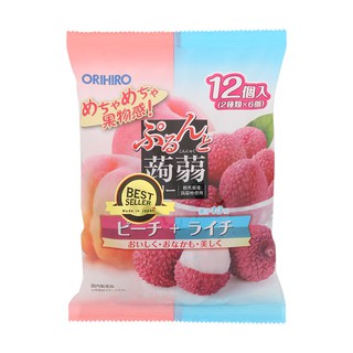 โอริฮิโระขนมเยลลี่ผสมบุกรสลิ้นจี่และพีช 240กรัม Orihiro Lychee and Peach Flavor Jelly Confectionery 240g.