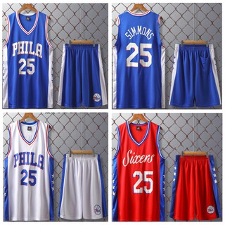 NBA Philadelphia 76ers Jersey #25 SIMMONS Basketball Jersey Set ชุดบาสเกตบอล เสื้อบาสเก็ Basketball Jersey Set