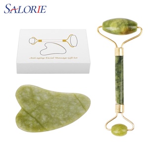 Salorie ลูกกลิ้งธรรมชาติ + Gua Sha Board พร้อมกล่องยกกระชับใบหน้านวดลดริ้วรอย P00009