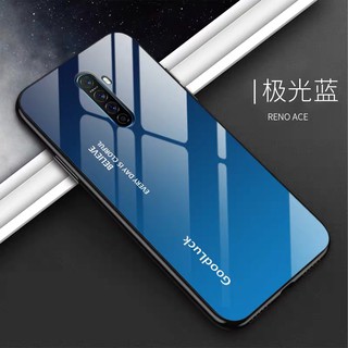 พร้อมส่งทันที Case OPPO Reno2F เคสกระจกสองสี เคสเงาไล่สี สีกระจกเทมเปอร์ปลอกแก้วฝาหลังกันชน ขอบนิ่ม TPU CASE