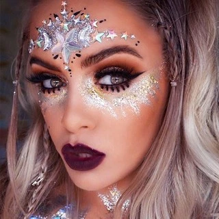 มี100ลาย ⚡️สติกเกอร์ เพชร คริสตัล สำหรับติดหน้า Face Tattoo ไปปาร์ตี้ Fastival โคโยตี้ 🎇🎆 Coachella สงกรานต์ BMMF