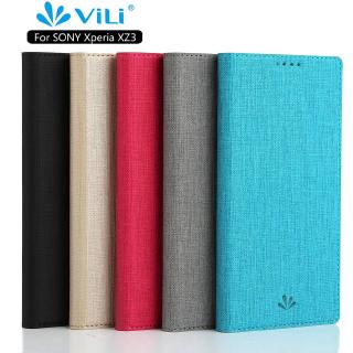 Vili Luxury PU Leather Casing Sony Xperia XZ3 H9436 H8416 H9493 Magnetic Flip Cover Fashion Simple Case