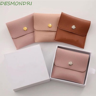 Desmondri กระเป๋าใส่เหรียญ หนัง PU ขนาดเล็ก สีพื้น สไตล์เกาหลี