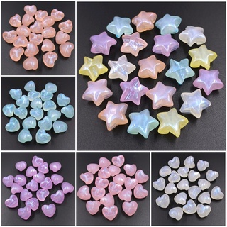 10Pcs Creative Glittering Back Half Hole Heart Star Beads DIY Jewelry Accessories Fashion Pendants for Bracelet Earrings Making