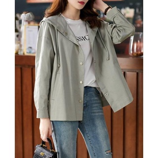 เสื้อโค้ท Trench Coat สําหรับสตรีแขนยาวสองชั้น