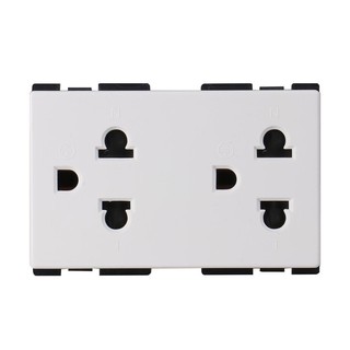 เต้ารับคู่ 3 ขากลมแบน HACO AP E233 DOUBLE SOCKETS 3P HACO AP-E233