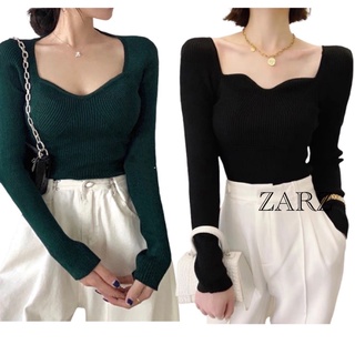 ZARZ.SHOP🍑พร้อมส่ง*เสื้อแขนยาวคอยูเว้าลึก เซ็กซี่มากๆ5956