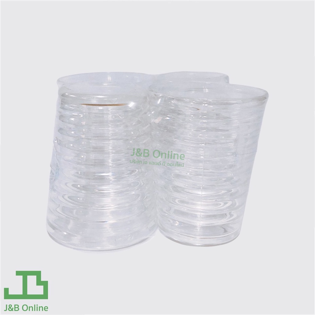แก้วน้ำพลาสติก 460ml มีลอน (บรรจุ 4 อัน) (ก9xส11.2cm)