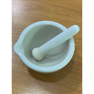 โกร่งบดยา pestle mortar porcelain 75mm ,100mm ครกบดยา อุปกรณ์บดยา สากบดยา ยี่ห้อ GLASSCO ประเทศอังกฤษ