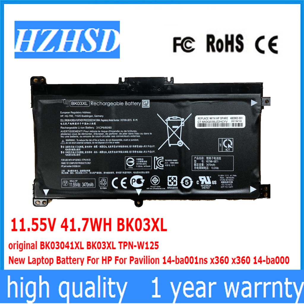 11.55V 41.7WH BK03XL original BK03041XL BK03XL TPN-W125 New Laptop Battery For HP For Pavilion 14-ba