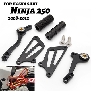 Adjustable Aluminum Motorcycle Rearset Foot Peg Brake Gear Shift Shifter Lever + Wing For Kawasaki Ninja 250 Ninja250 20